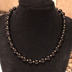 3/$15 Vintage Monet Black Lucite & Gold Beaded Necklace